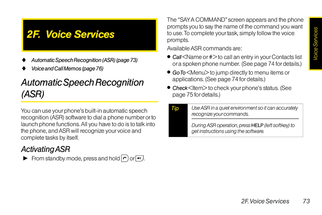 TOA Electronics SCP2700KBL manual 2F. Voice Services, Automatic Speech Recognition ASR, ActivatingASR, 2F.Voice Services 