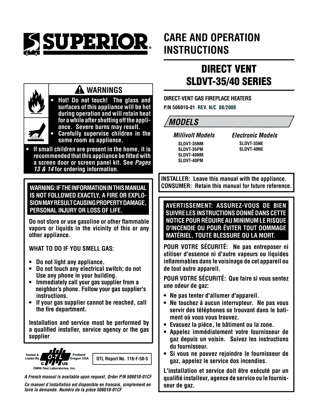 TOA Electronics SLDVT-35, SLDVT-40 manual Do not light any appliance, Ment où vous vous trouvez, Du fournisseur 