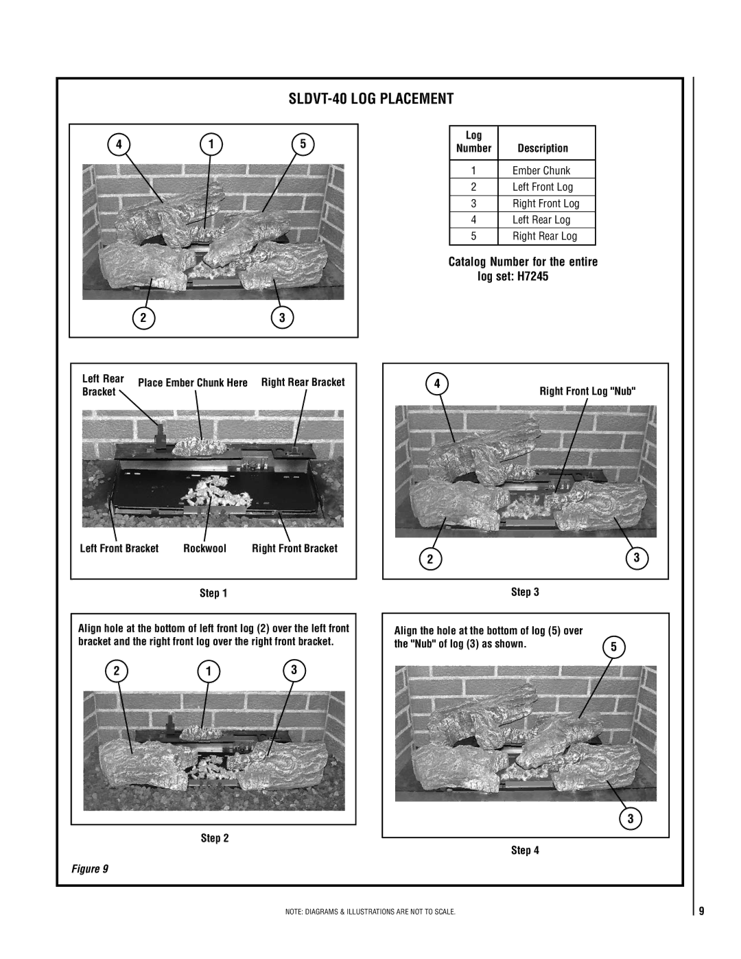 TOA Electronics SLDVT-35 manual SLDVT-40 Log Placement, Catalog Number for the entire log set H7245, Left Rear, Bracket 