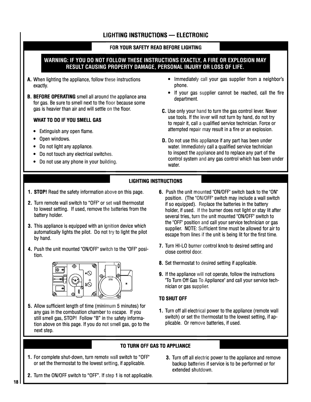 TOA Electronics SLDVT-40 manual For Your Safety Read Before Lighting, What To Do If You Smell Gas, Lighting Instructions 