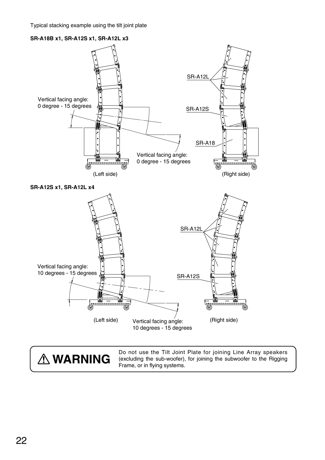 TOA Electronics SR-A12SWP, SR-RF12Wp, SR-A12LWP, SR-TP12 operating instructions SR-A18B x1, SR-A12S x1, SR-A12L 