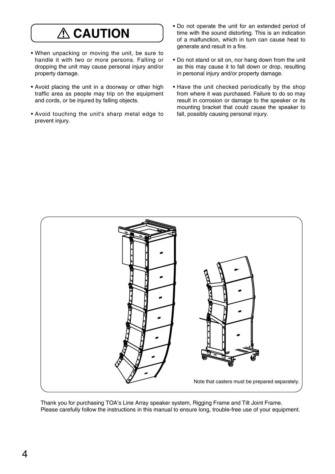 TOA Electronics SR-RF12Wp, SR-A18B, SR-A12SWP, SR-A12LWP, SR-TP12 operating instructions 