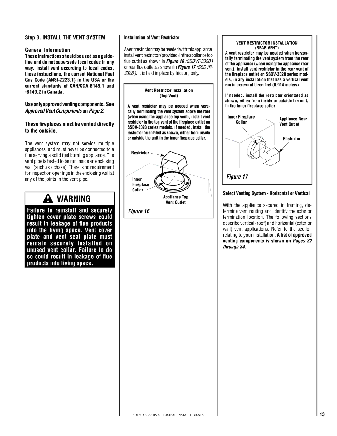 TOA Electronics SSDV-3328 Install the Vent System General Information, Installation of Vent Restrictor 