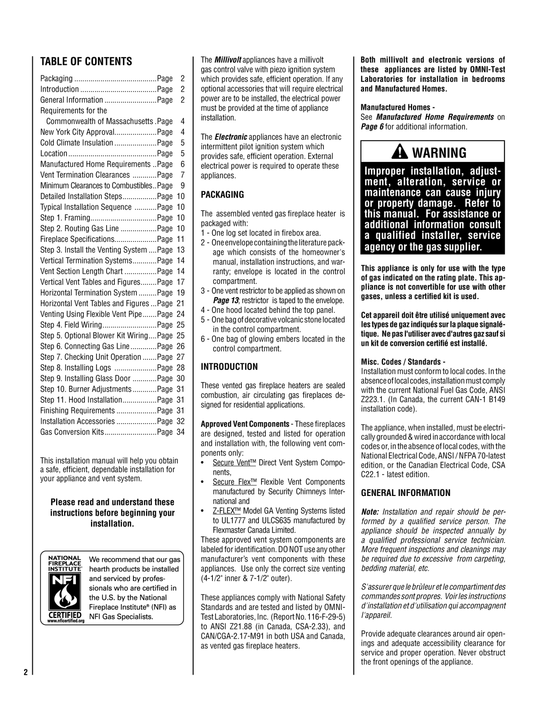 TOA Electronics SSDV-3328 installation instructions Table of Contents 