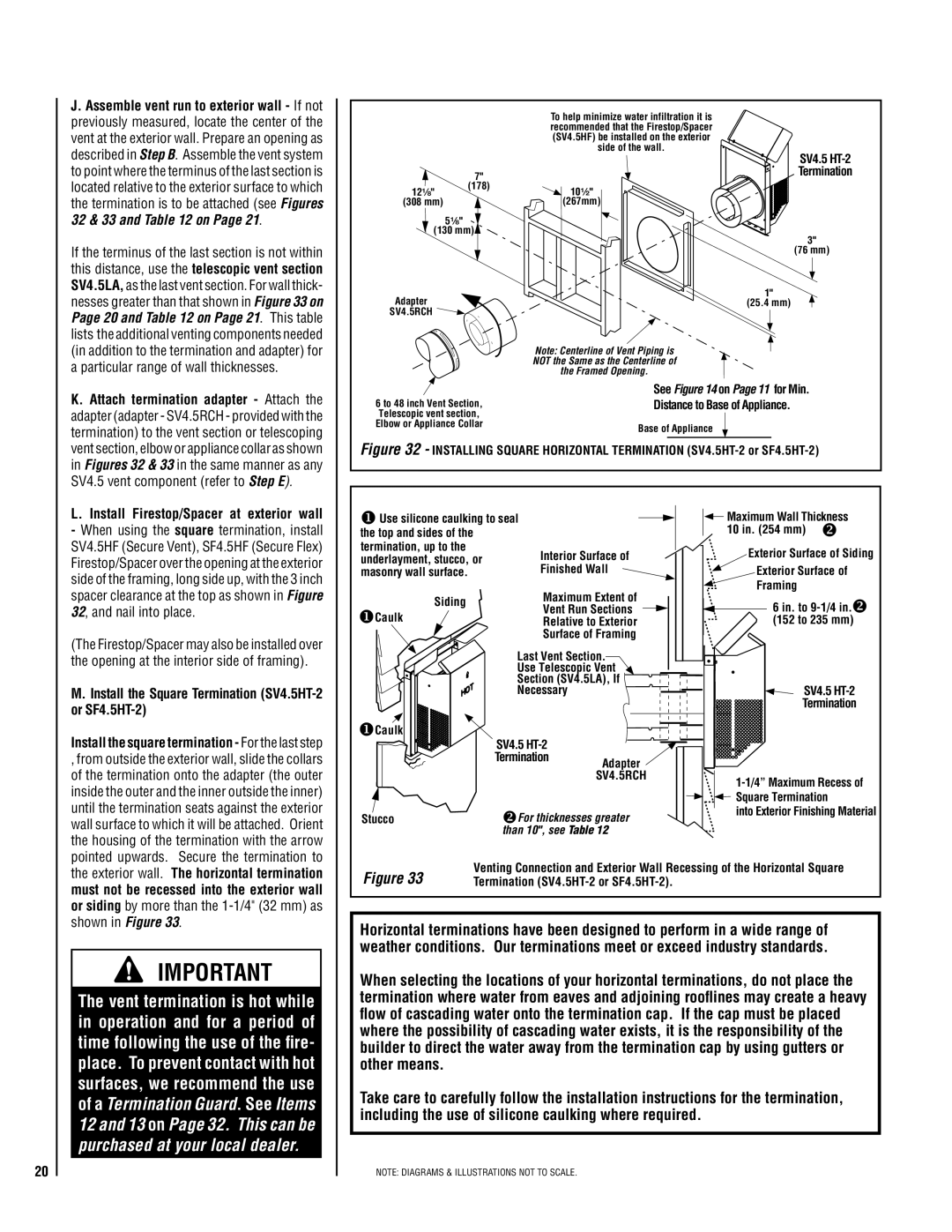 TOA Electronics SSDV-3328 Install Firestop/Spacer at exterior wall, Install the Square Termination SV4.5HT-2 or SF4.5HT-2 