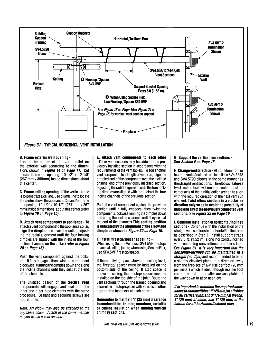 TOA Electronics SSDV-3328 installation instructions Typical Horizontal Vent Installation, See on Page 14 or on 