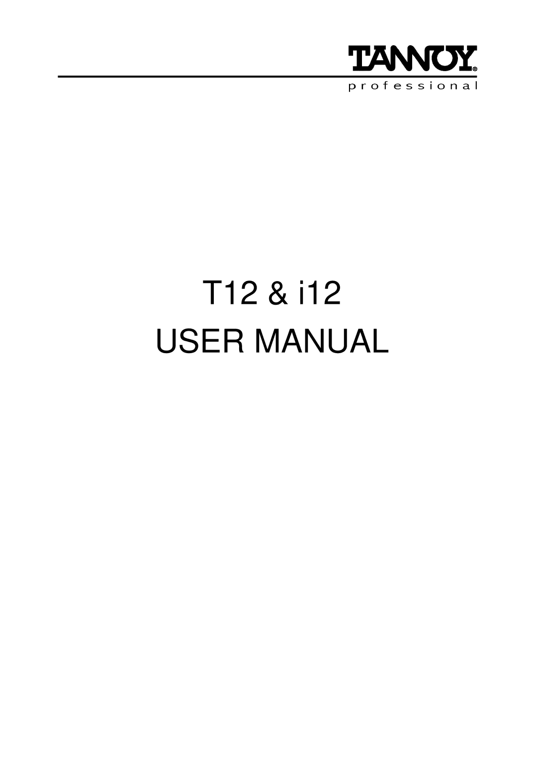 TOA Electronics i12 user manual T12 