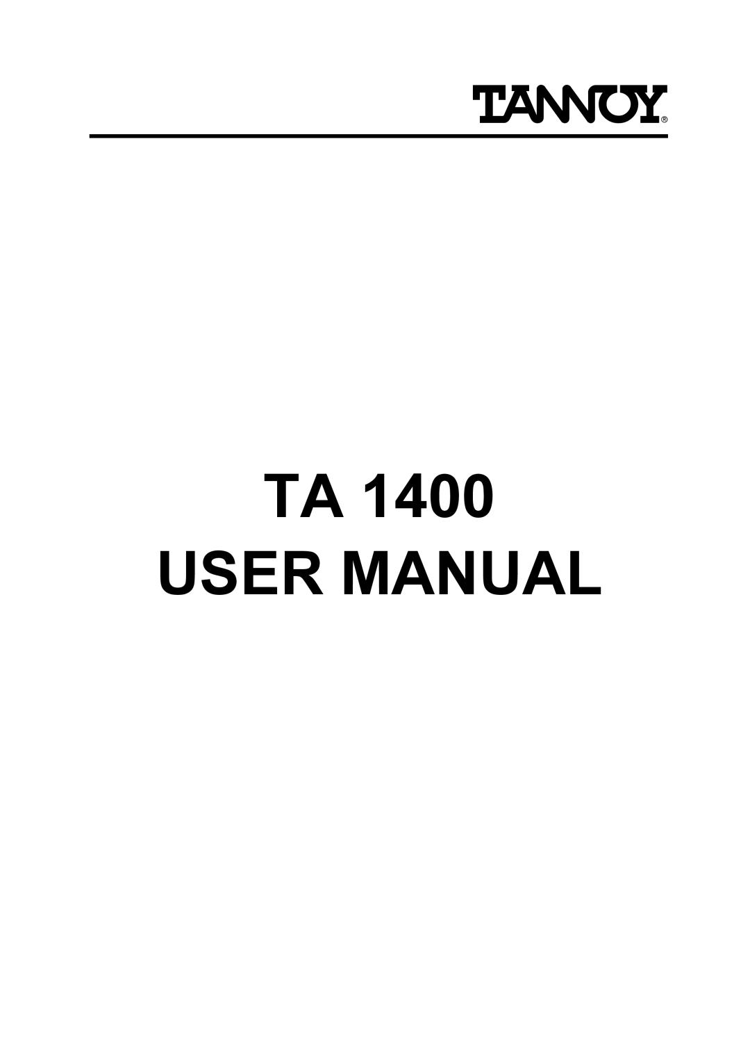 TOA Electronics TA 1400 user manual 