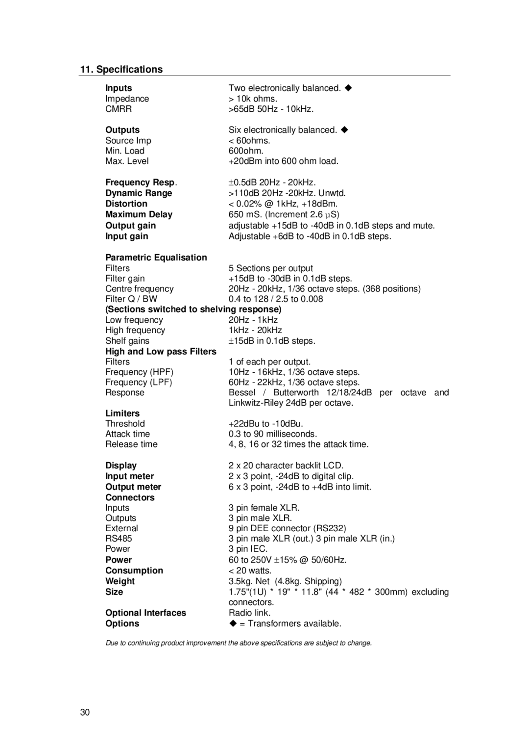 TOA Electronics TDX2 user manual Specifications 