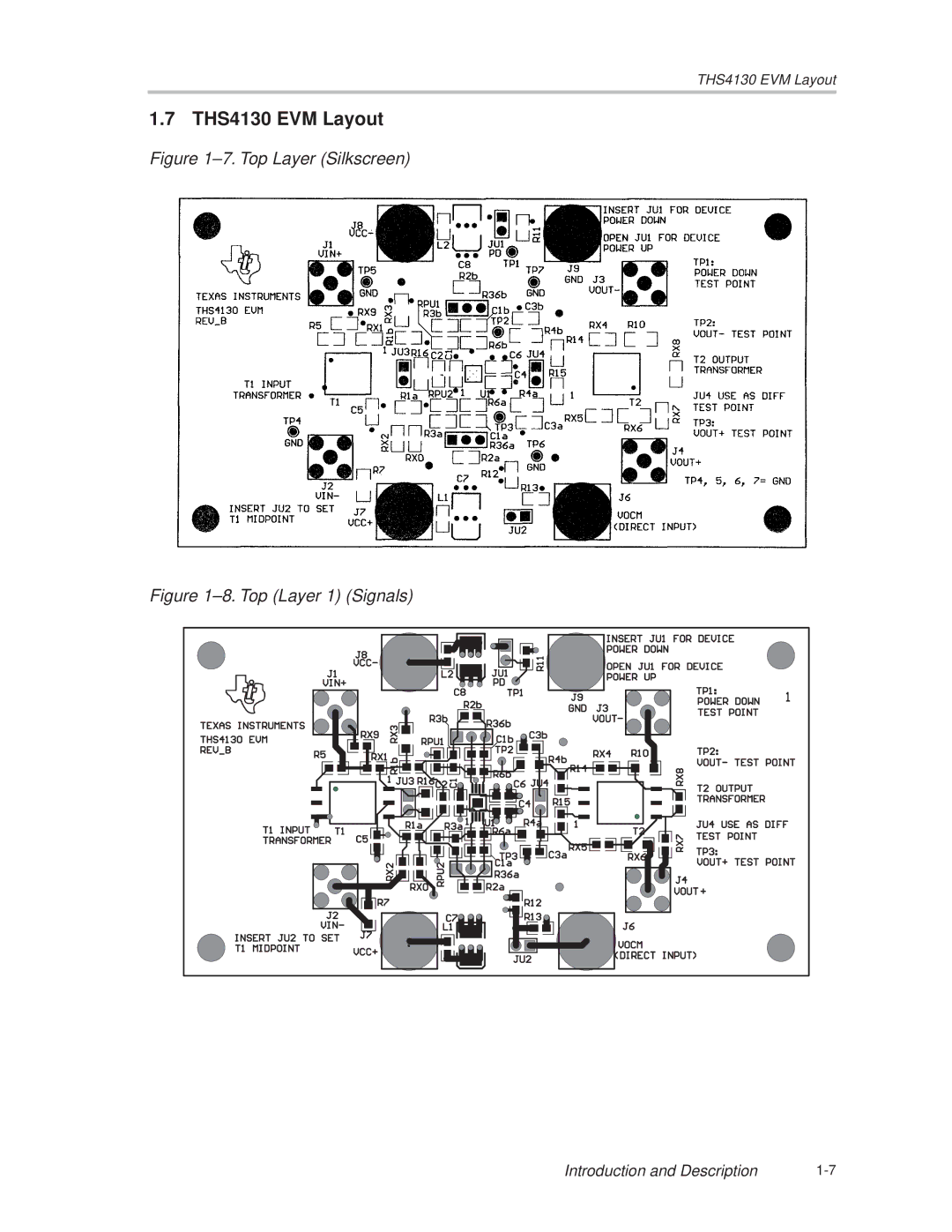 TOA Electronics manual THS4130 EVM Layout, ±7. Top Layer Silkscreen 