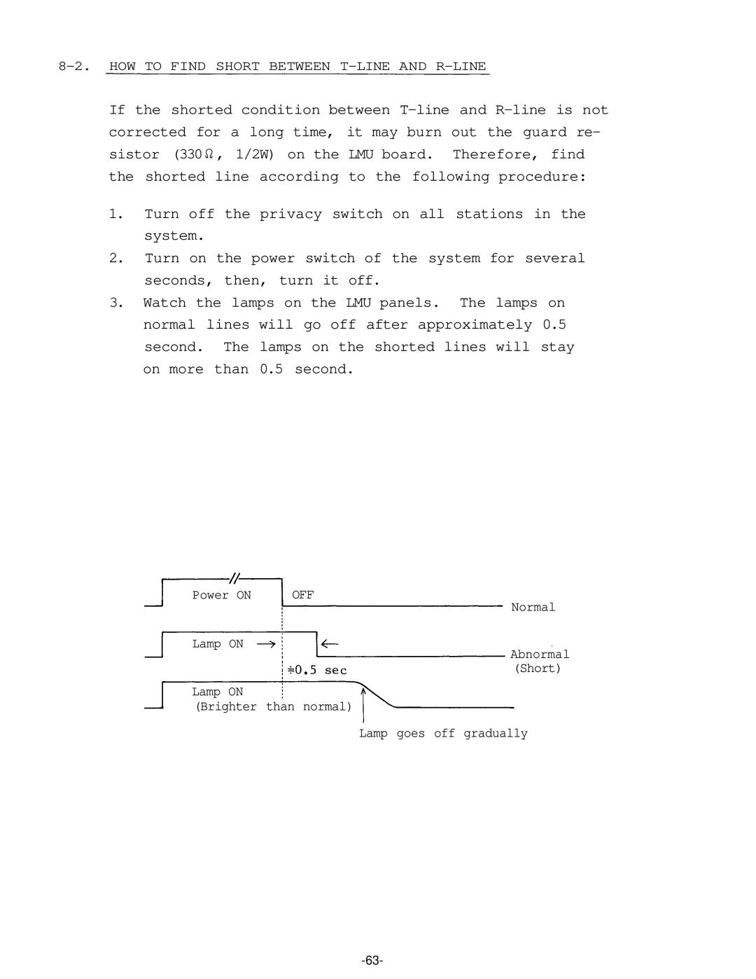 TOA Electronics TOAEXES-5OOO manual HOW to Find Short Between T-LINE and R-LINE 