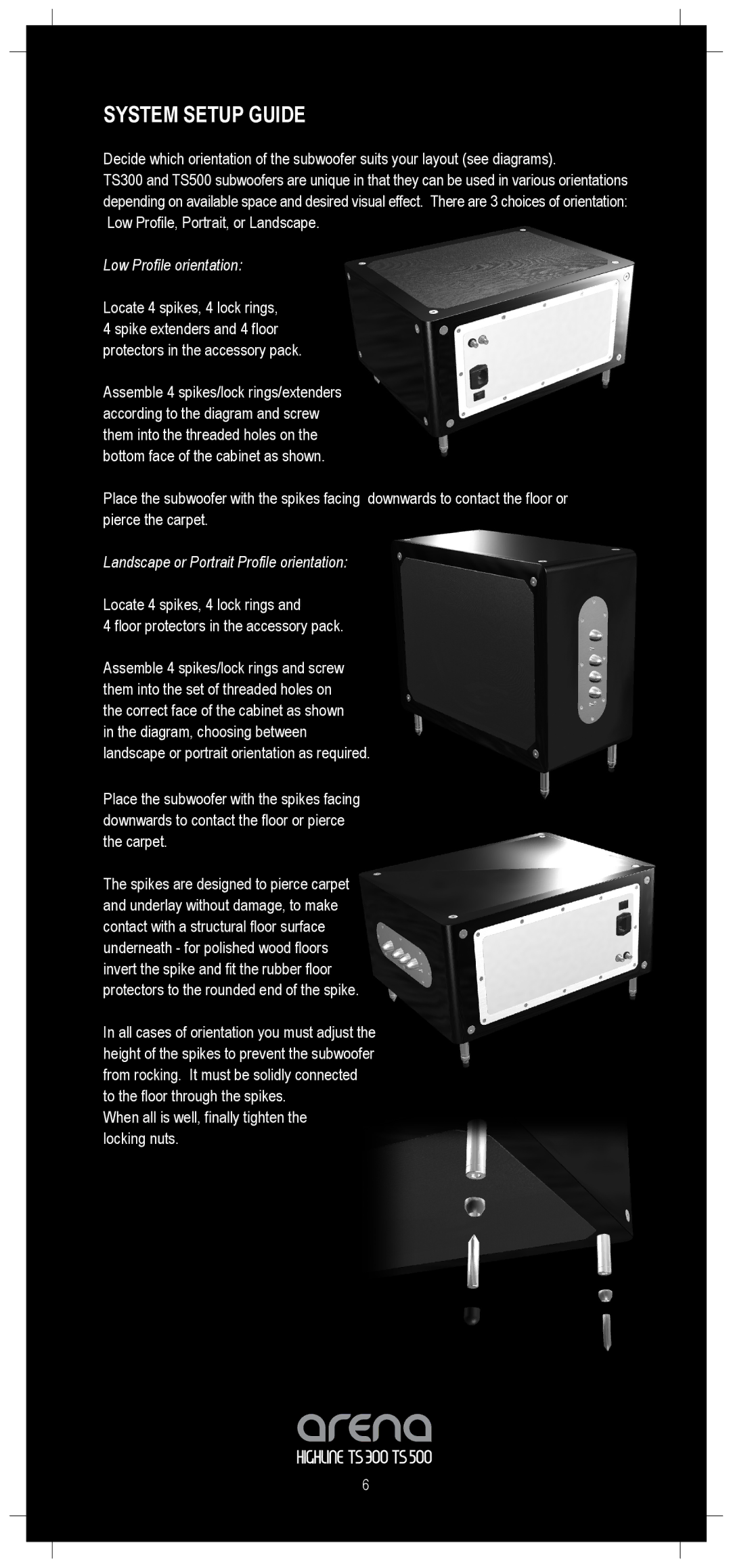 TOA Electronics TS300 owner manual System Setup Guide, Low Profile orientation 