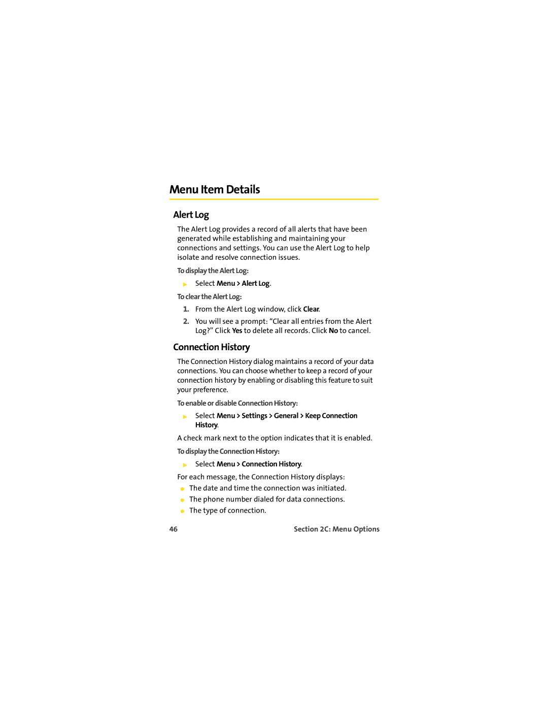 TOA Electronics U720 manual Menu Item Details, Alert Log, Connection History 