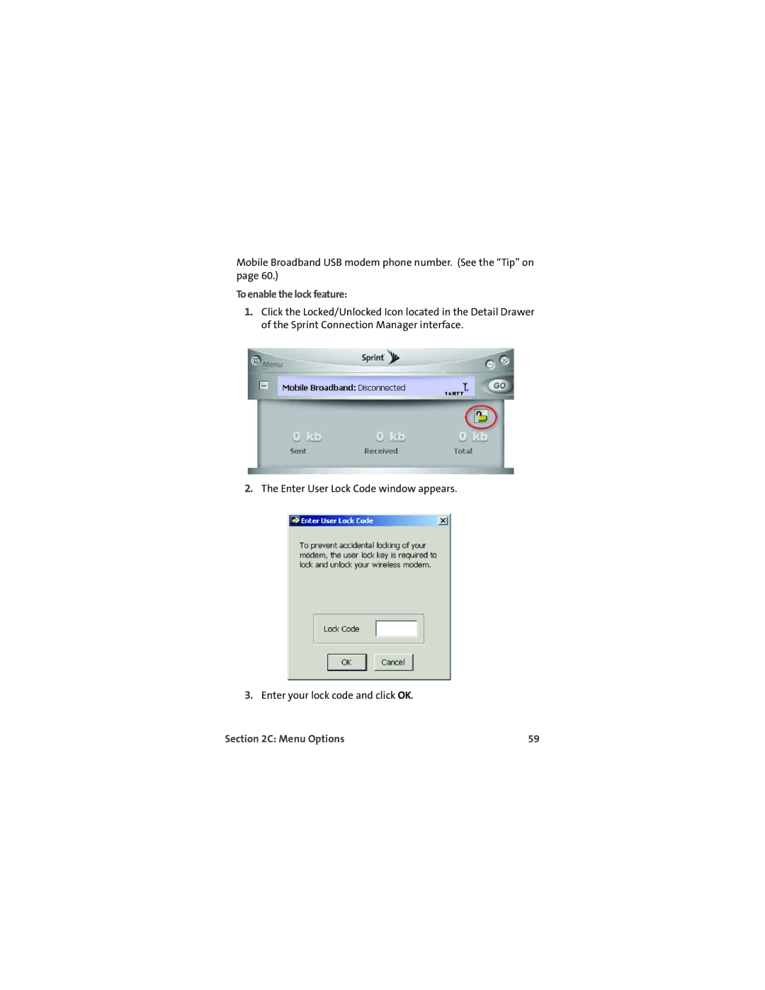 TOA Electronics U720 manual To enable the lock feature 