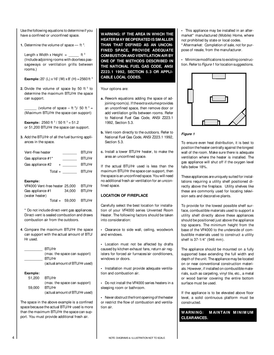 TOA Electronics VF4000-CMP-2 dimensions Location of Fireplace, Example 