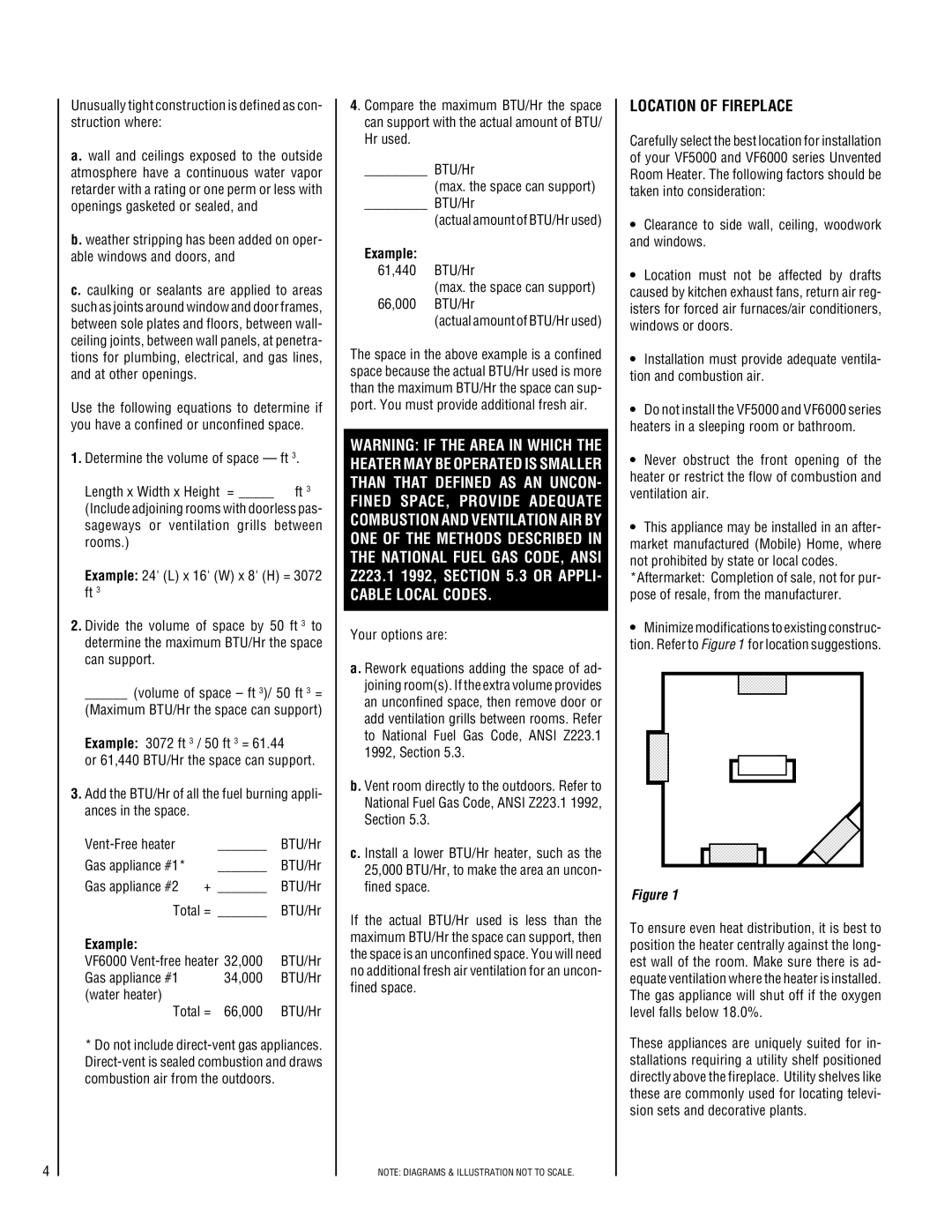 TOA Electronics VF5000-CMP-2 operating instructions Location of Fireplace, Example 