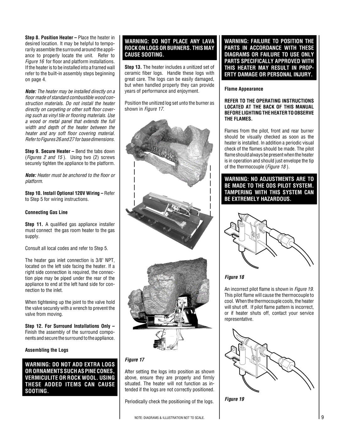 TOA Electronics VF5000-CMP-2 operating instructions Connecting Gas Line, Assembling the Logs, Flame Appearance 