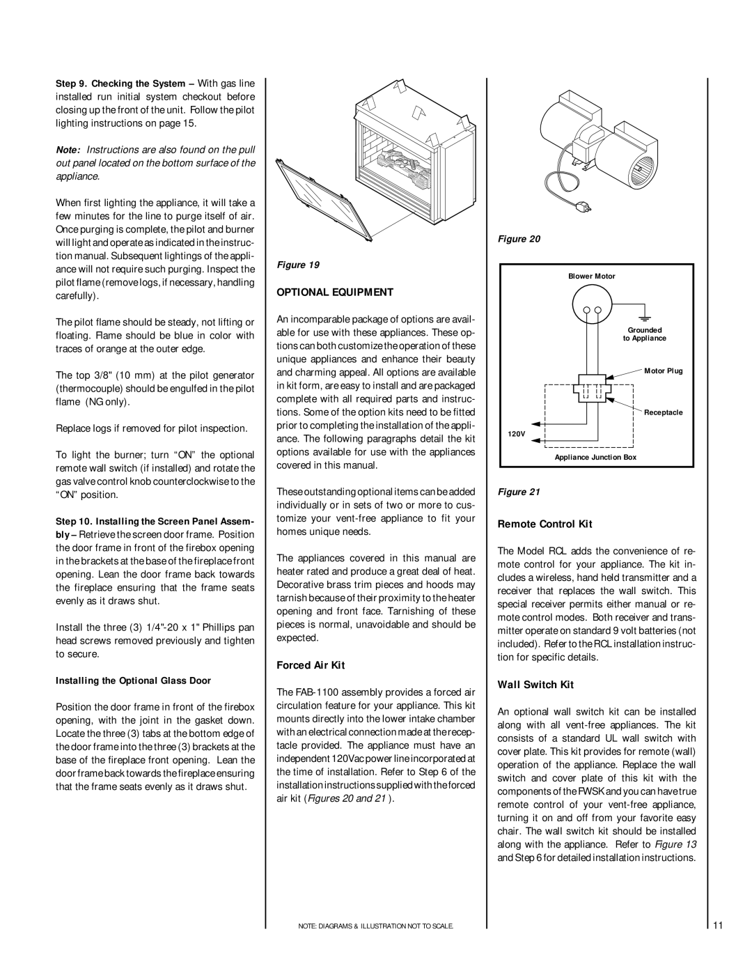 TOA Electronics VFST-CMN-2 dimensions Optional Equipment, Forced Air Kit, Remote Control Kit, Wall Switch Kit 