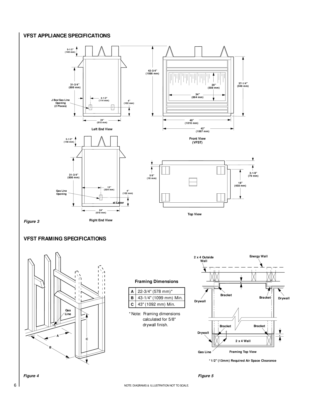 TOA Electronics VFST-CMN-2 dimensions Vfst Appliance Specifications, Vfst Framing Specifications, Framing Dimensions 