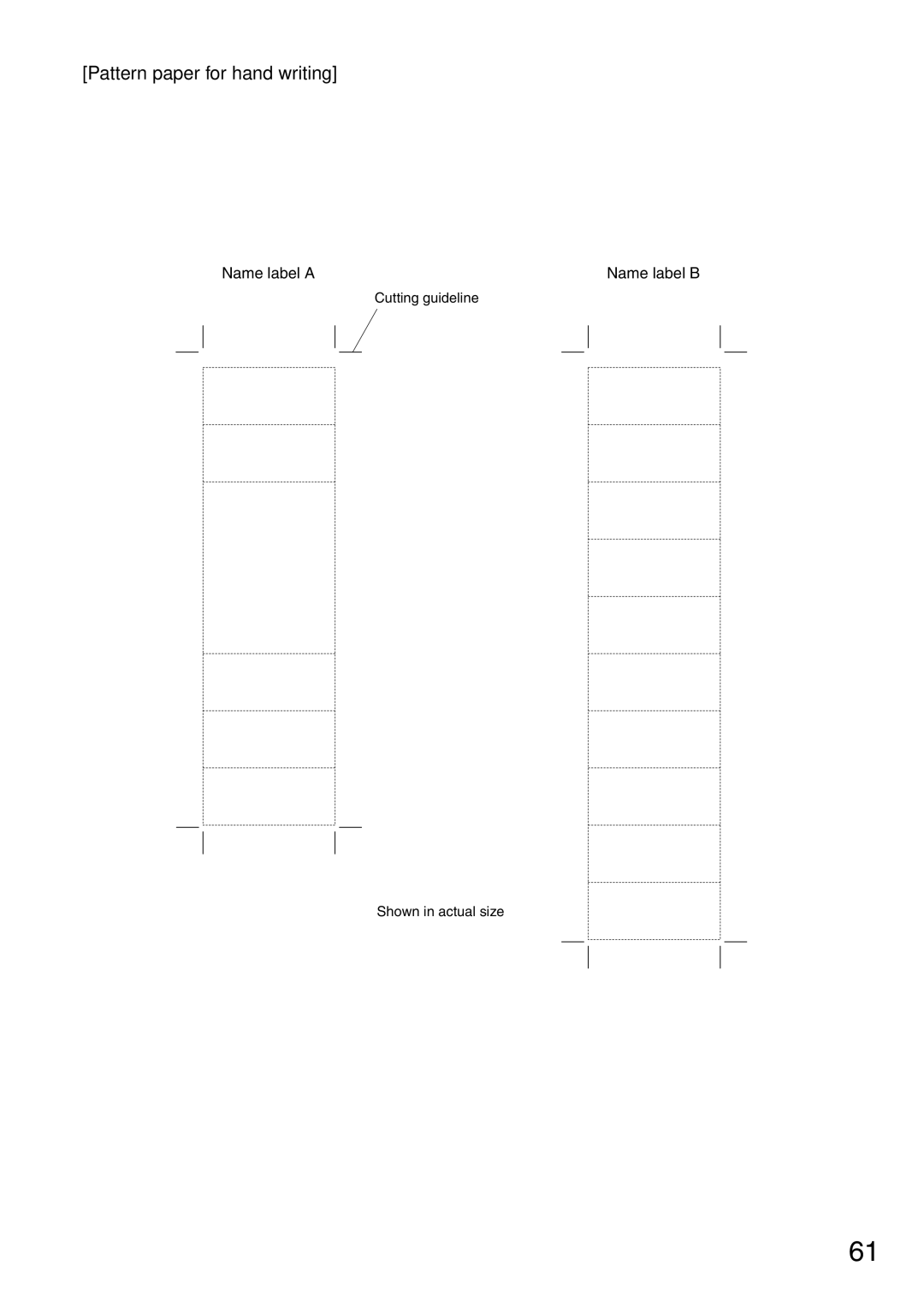 TOA Electronics VM-2120 instruction manual Pattern paper for hand writing 