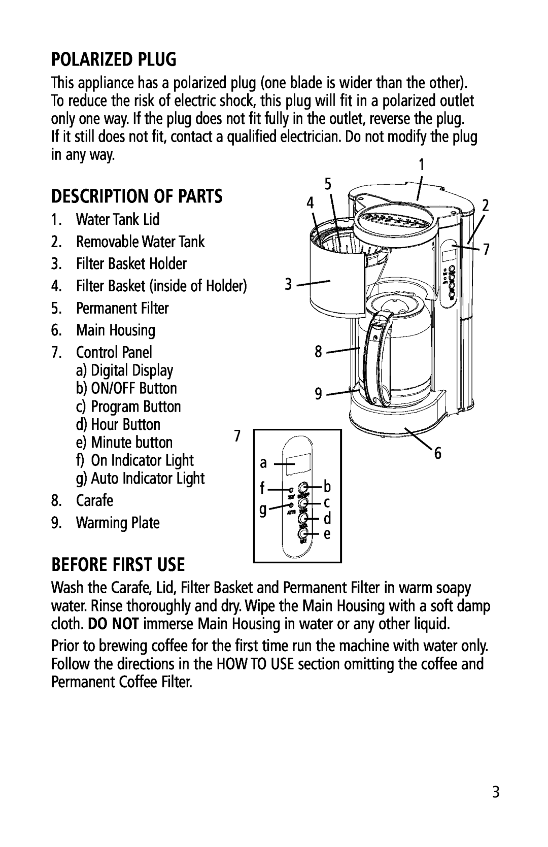 Toastess DLFC381 manual Polarized Plug, Before First Use, Description Of Parts 