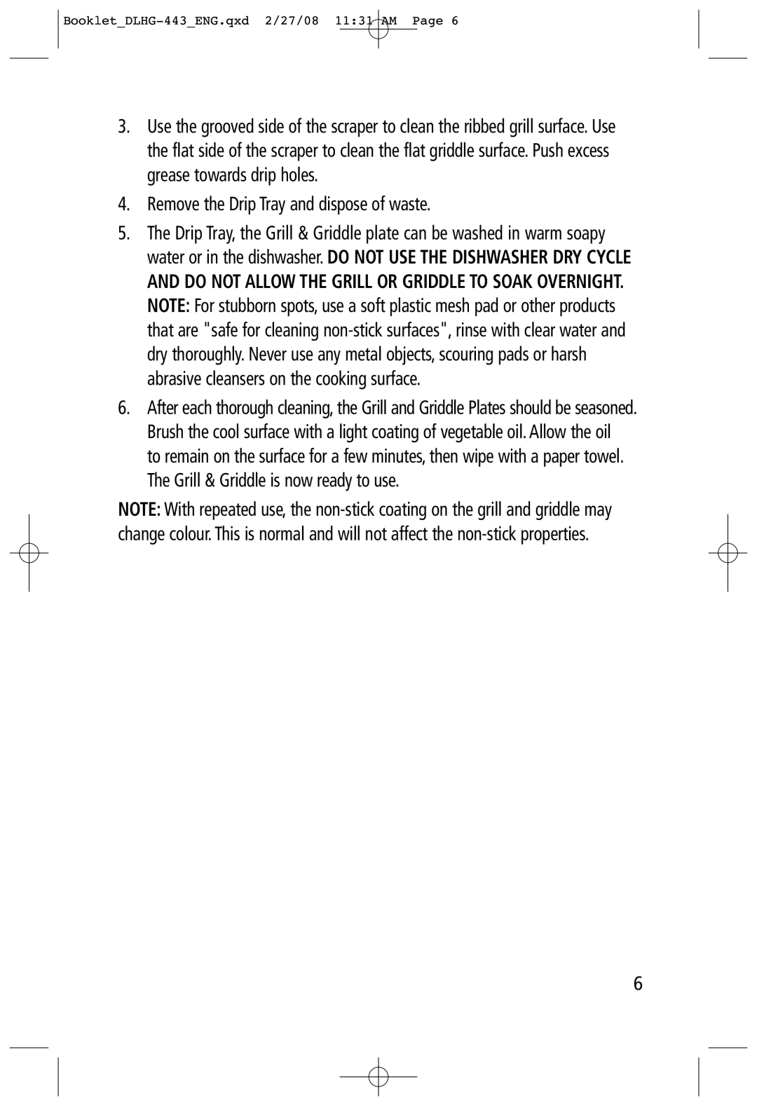 Toastess DLHG-443 manual Remove the Drip Tray and dispose of waste 