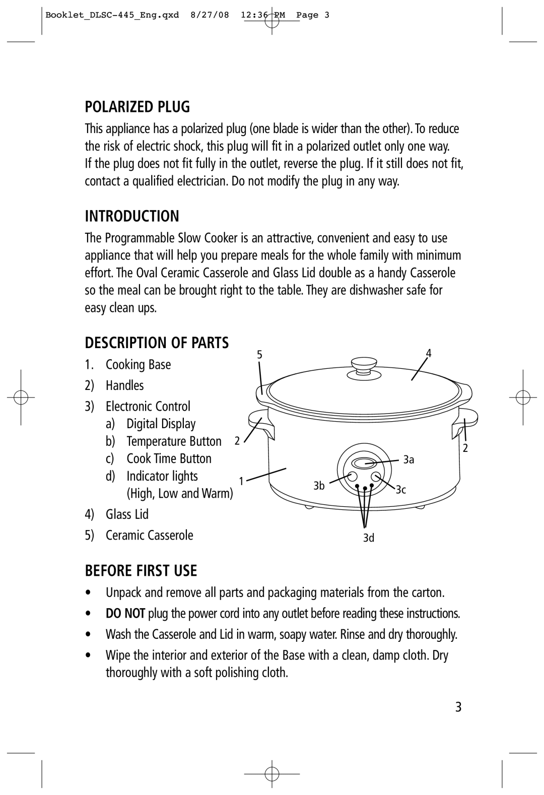 Toastess DLSC-445 manual Polarized Plug, Introduction, Before First USE 