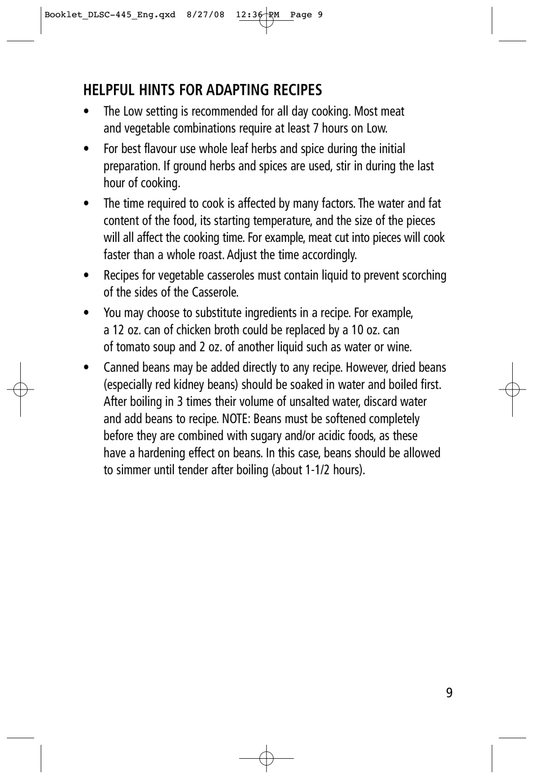 Toastess DLSC-445 manual Helpful Hints for Adapting Recipes 