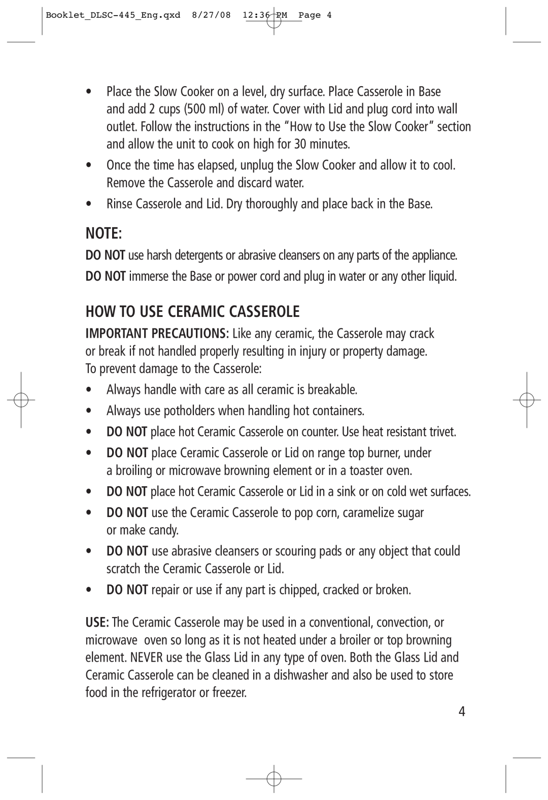 Toastess DLSC-445 manual How To Use Ceramic Casserole 