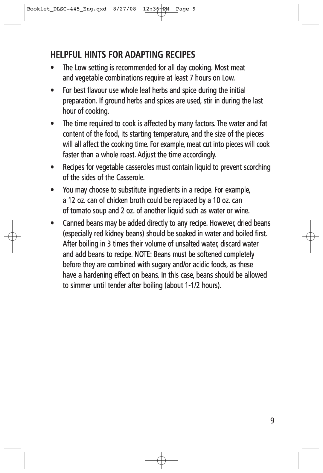 Toastess DLSC-445 manual Helpful Hints For Adapting Recipes 
