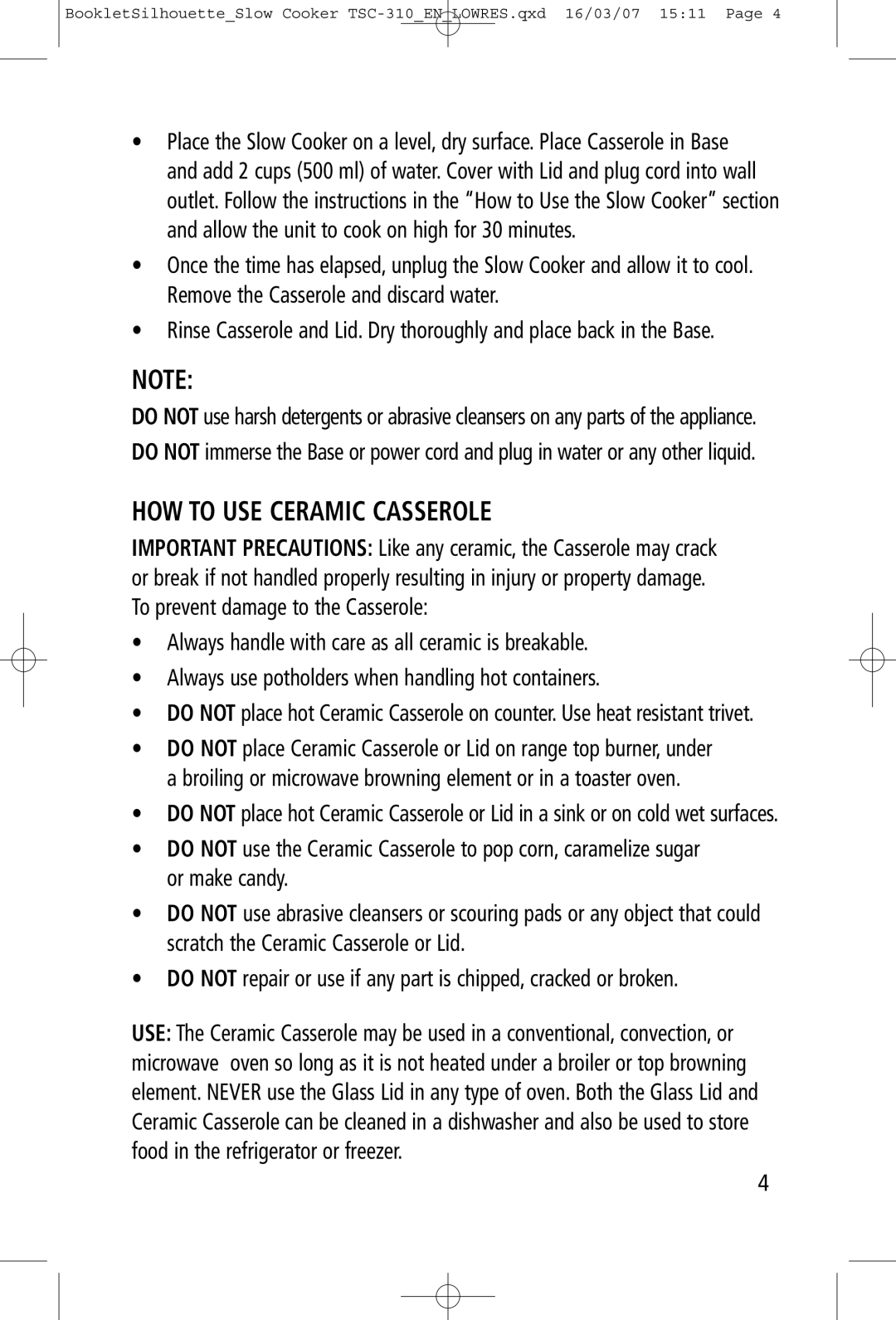 Toastess TSC-310 manual HOW to USE Ceramic Casserole 