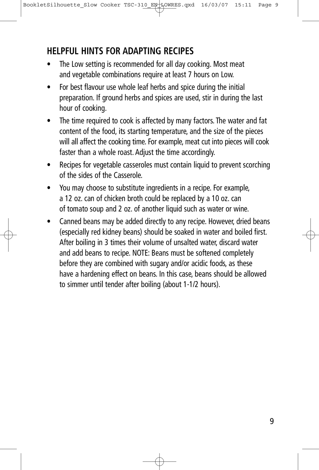 Toastess TSC-310 manual Helpful Hints for Adapting Recipes 