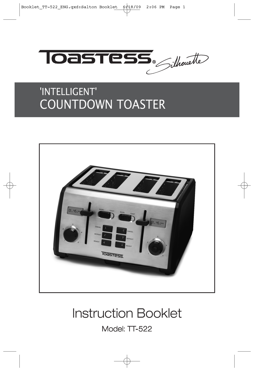 Toastess tt-522 manual Model TT-522, Instruction Booklet, Countdown Toaster, Intelligent 