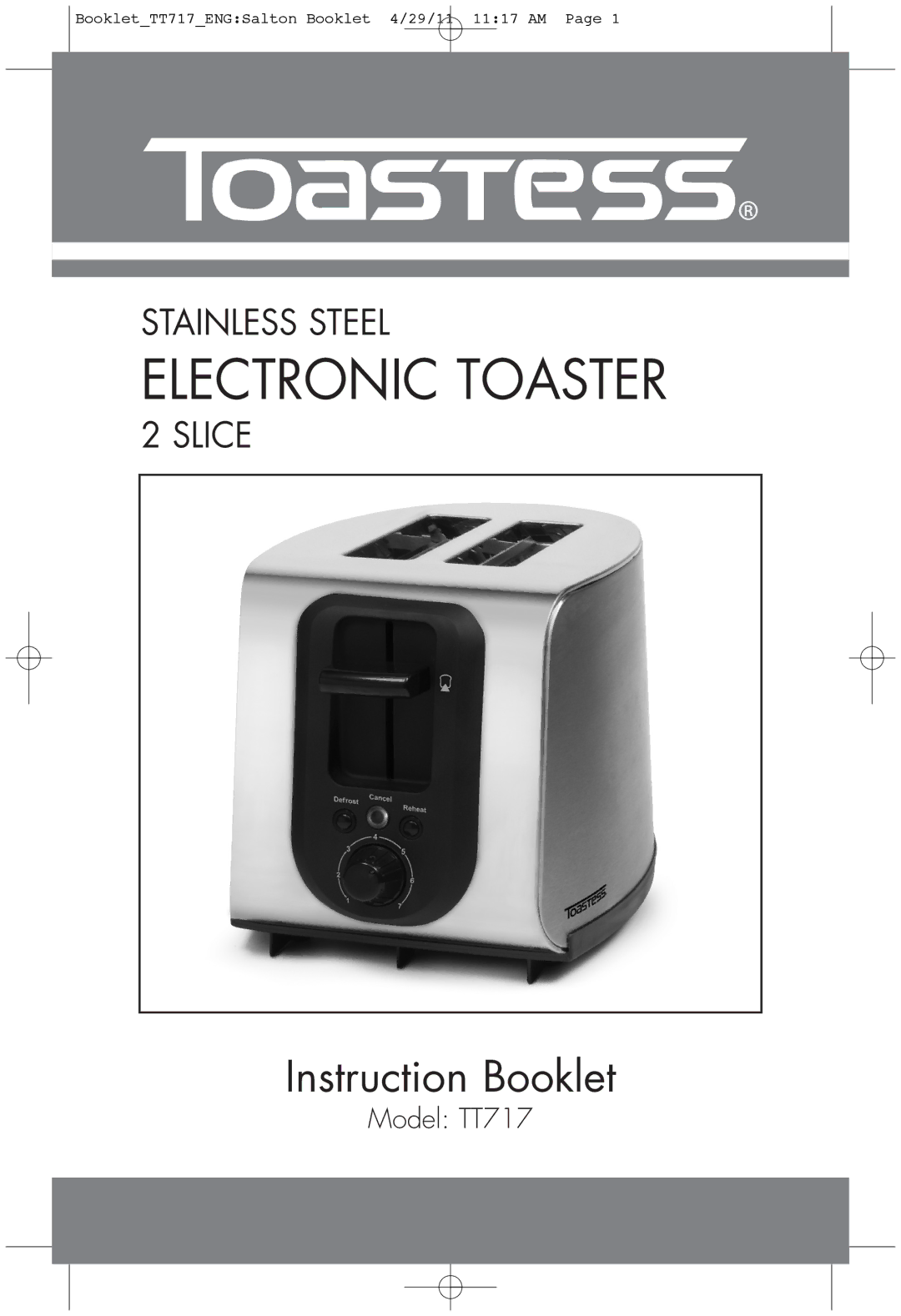 Toastess TT717 manual Electronic Toaster 