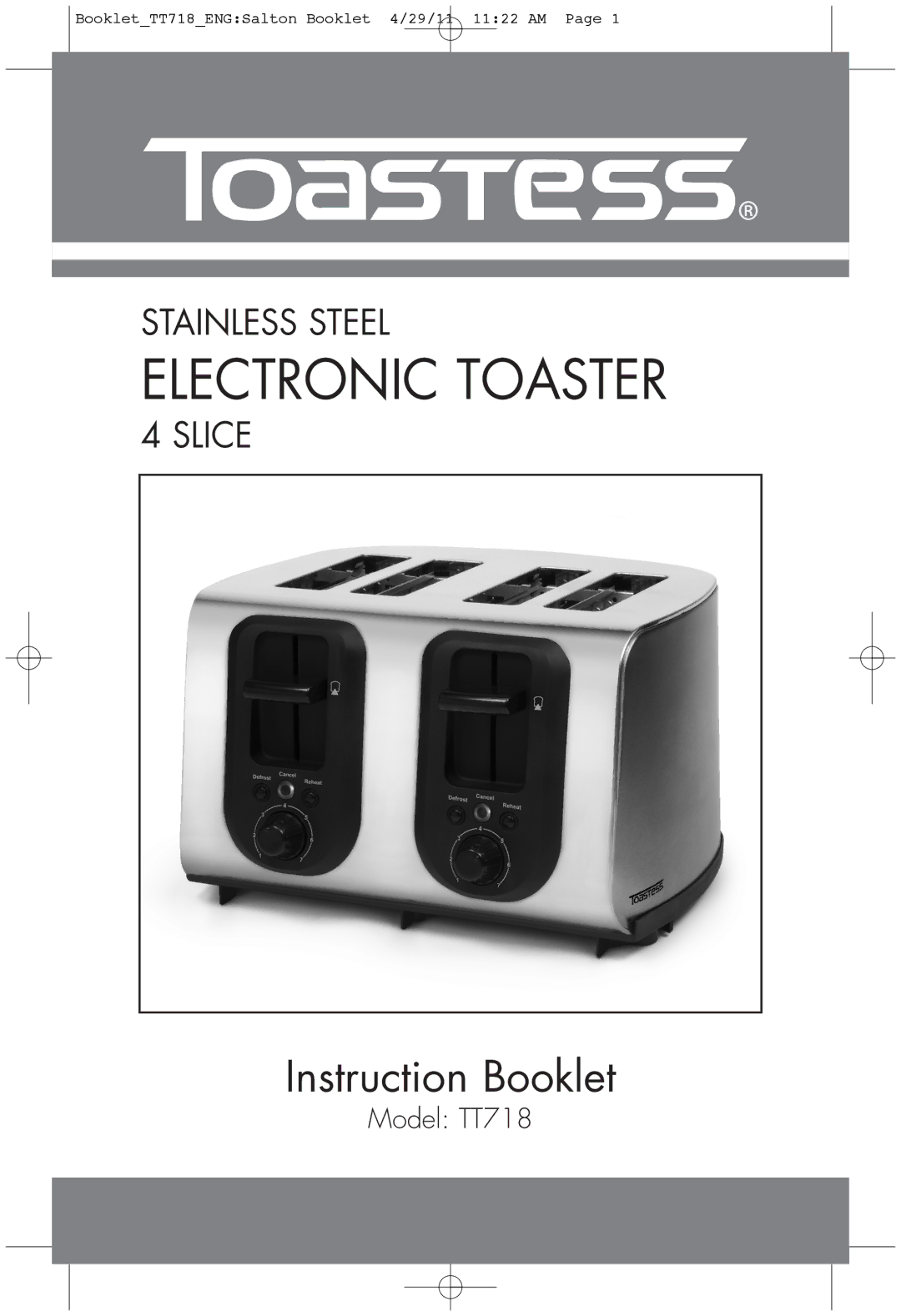 Toastess TT718 manual Electronic Toaster 