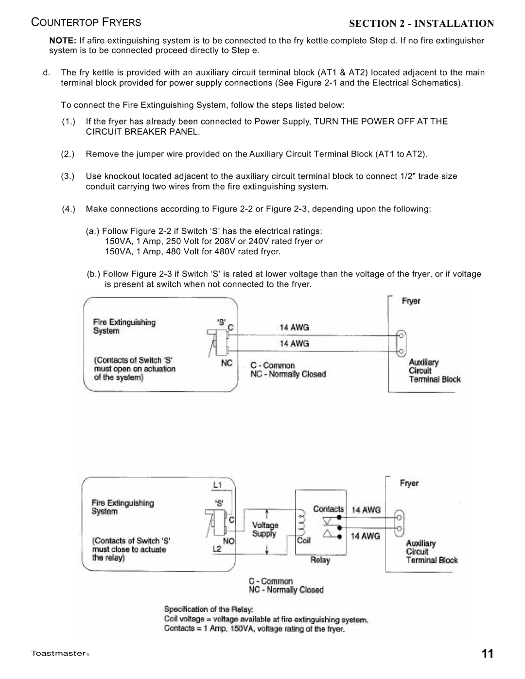 Toastmaster 1439, 1427 manual Installation 