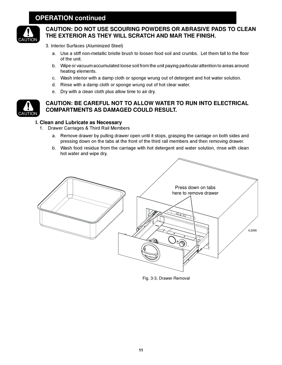 Toastmaster 3B20A, 3C84A, 3B84D, 3C80A, 3A20A, 3A80A, 3B80A, 3D8XD, 3B84A, 3C84D Clean and Lubricate as Necessary, Drawer Removal 