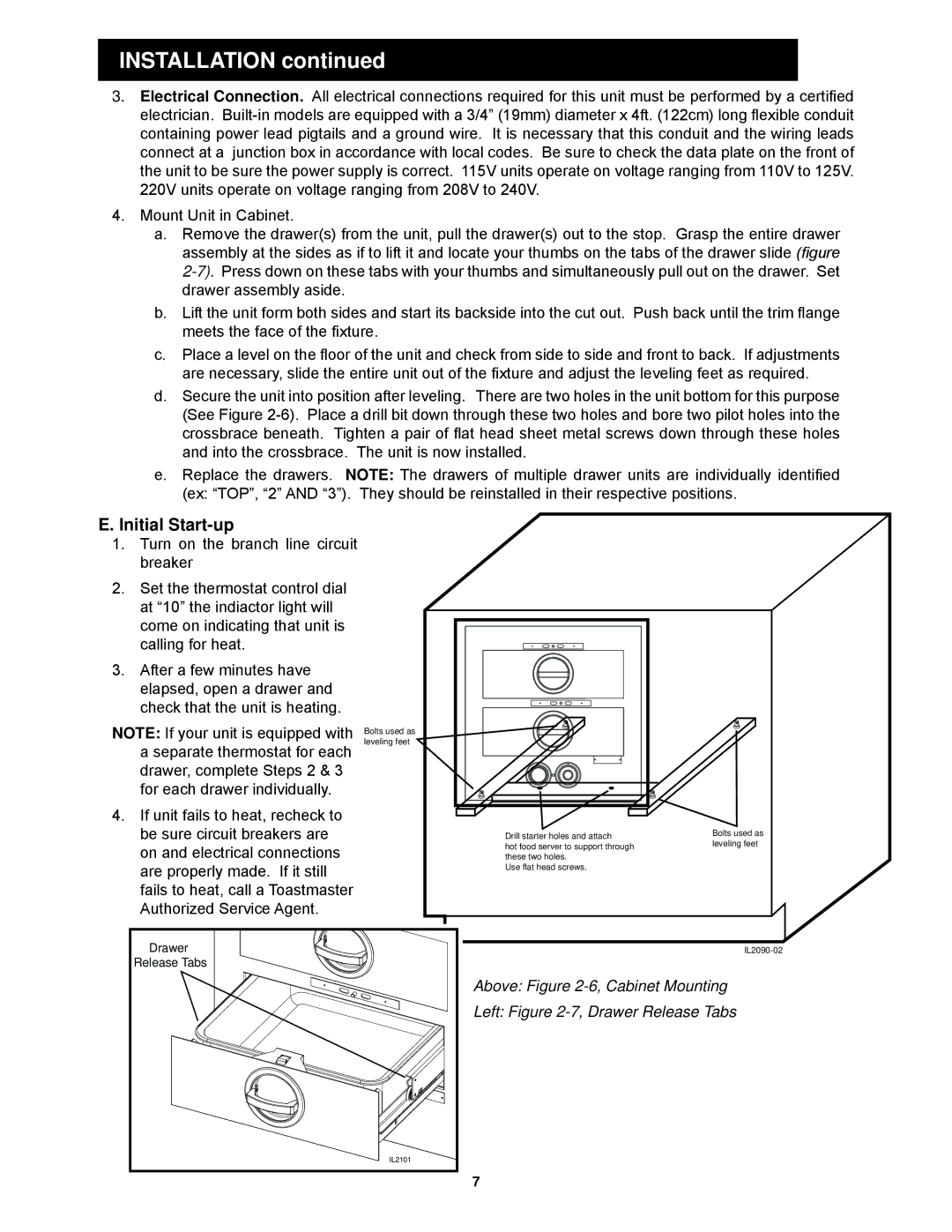 Toastmaster 3C84D, 3C84A, 3B84D, 3B20A, 3C80A, 3A20A, 3A80A, 3B80A, 3D8XD, 3B84A, 3A81D manual Initial Start-up 