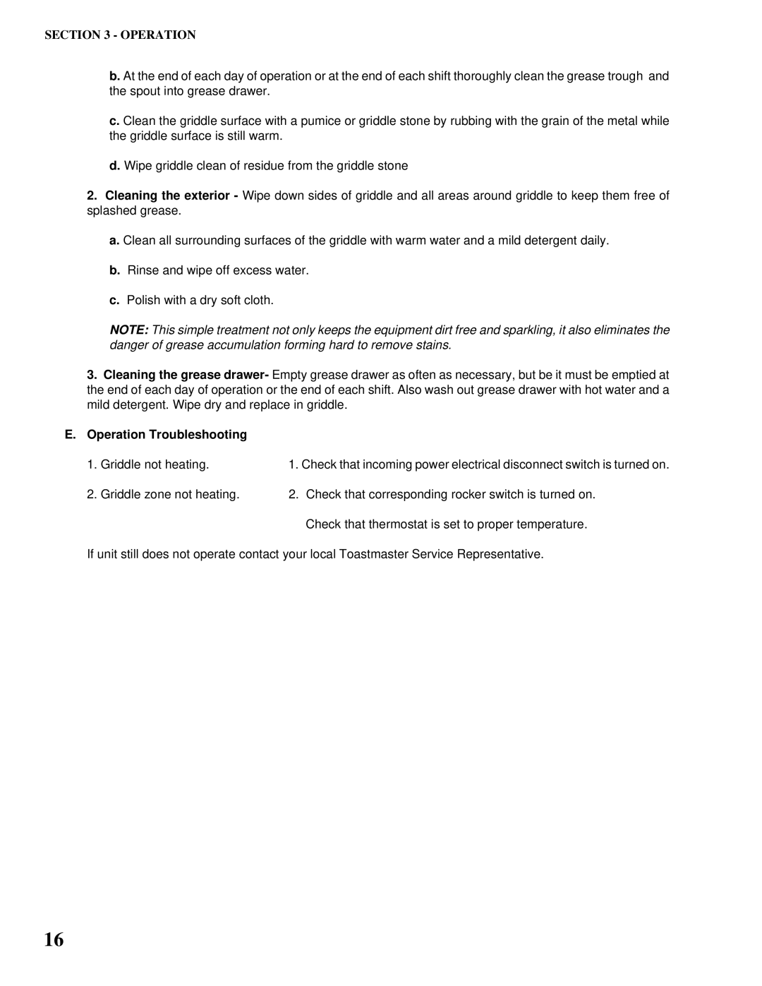 Toastmaster AM36 & AM48, AM24, AM36, AM48 installation manual Operation Troubleshooting 