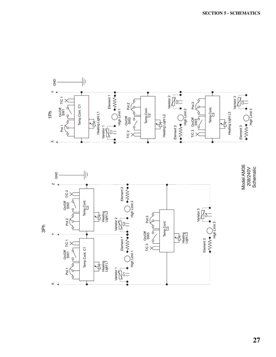 Toastmaster AM24, AM36, AM48, AM36 & AM48 installation manual Schematics 