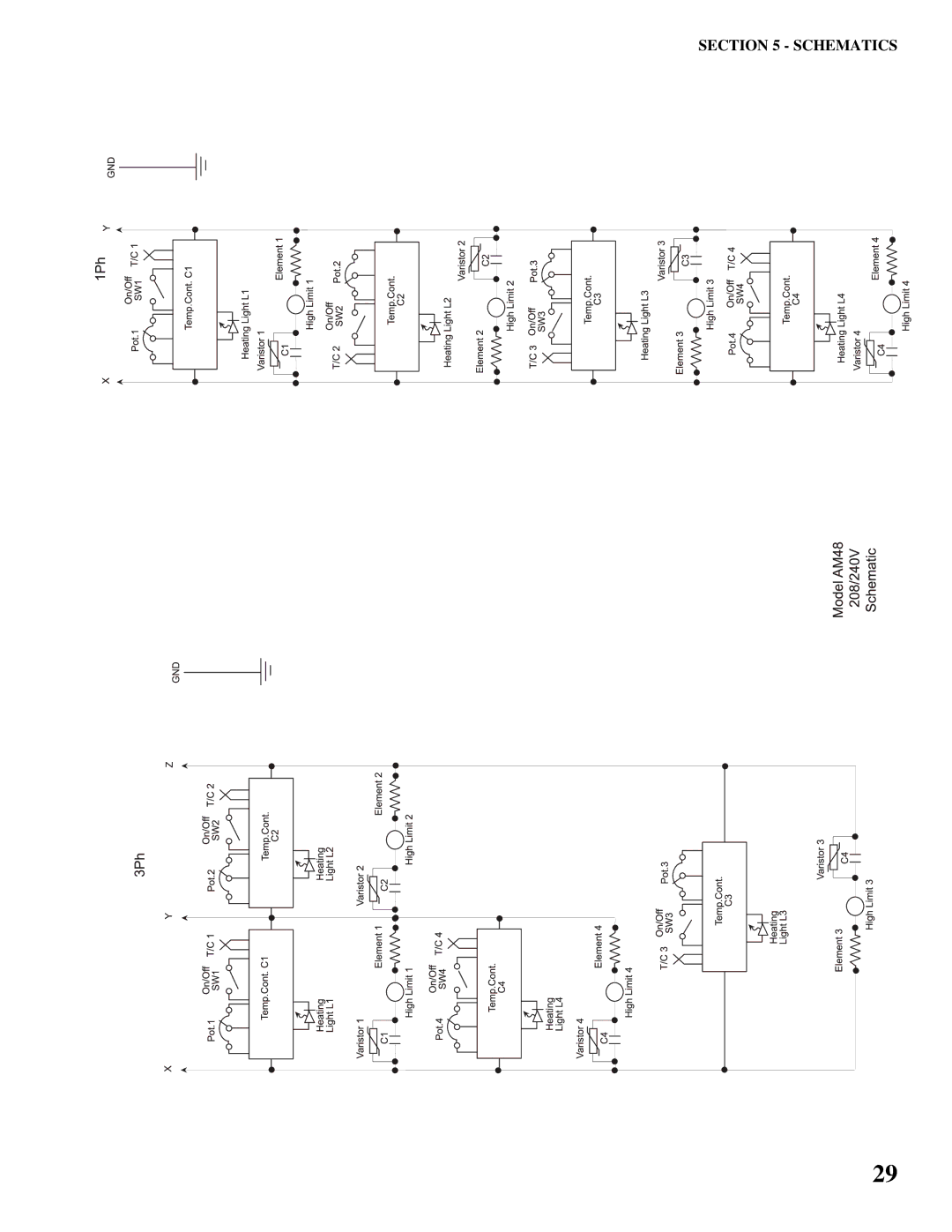 Toastmaster AM24, AM36, AM48, AM36 & AM48 installation manual Schematics 