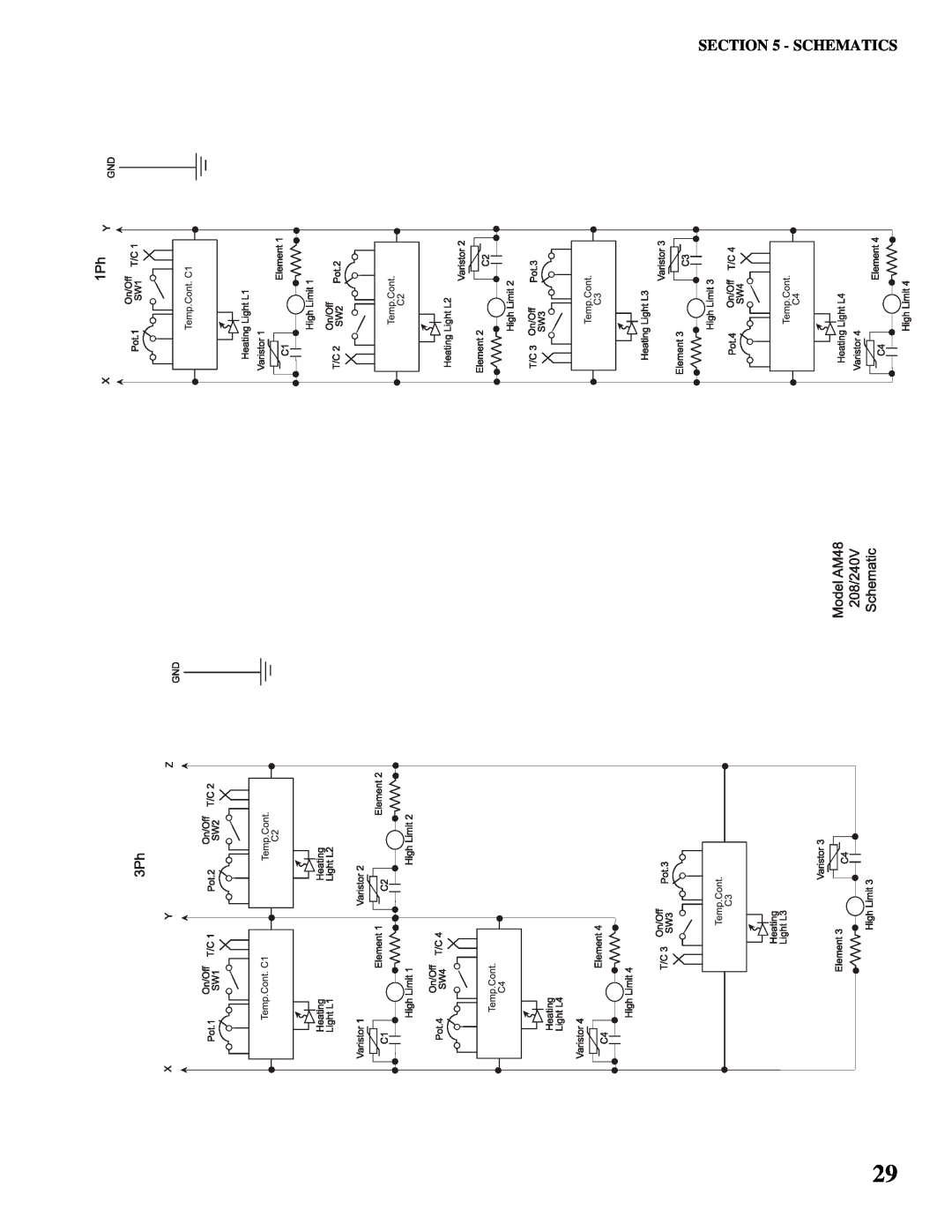 Toastmaster AM24, AM36, AM48, AM36 & AM48 installation manual Schematics 