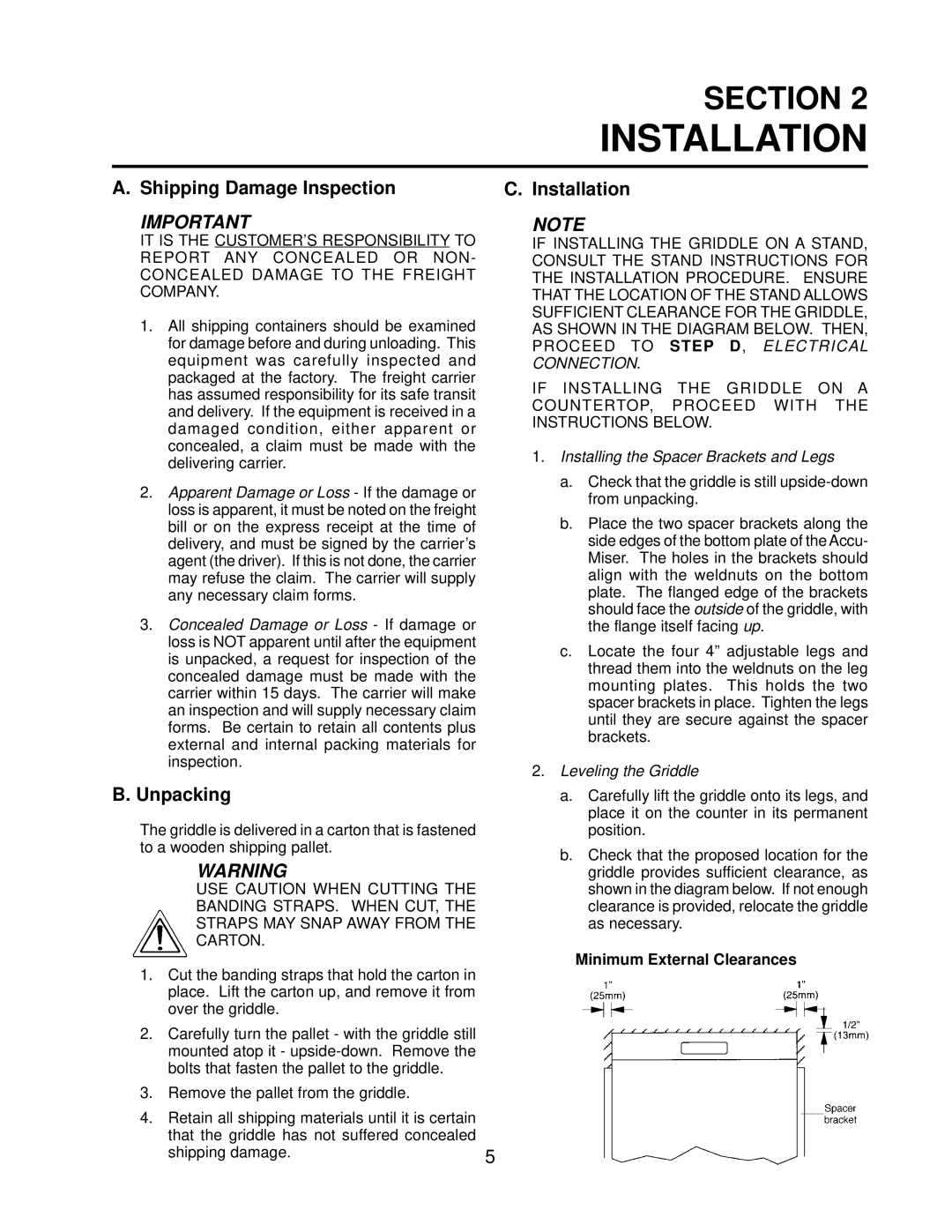 Toastmaster AM24SS, AM36SS installation manual Shipping Damage Inspection Installation, Unpacking 