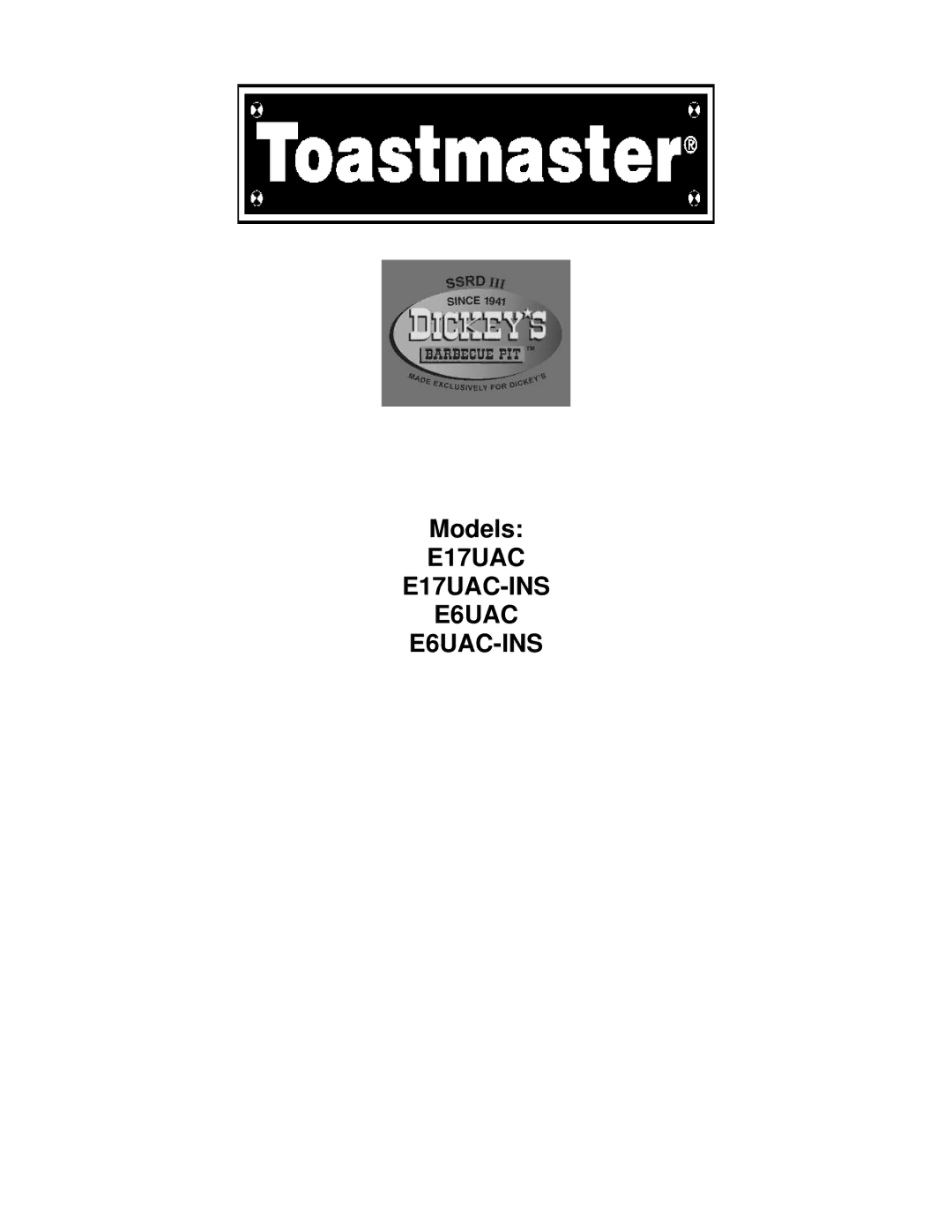 Toastmaster manual E17UAC E17UAC-INS E6UAC E6UAC-INS 