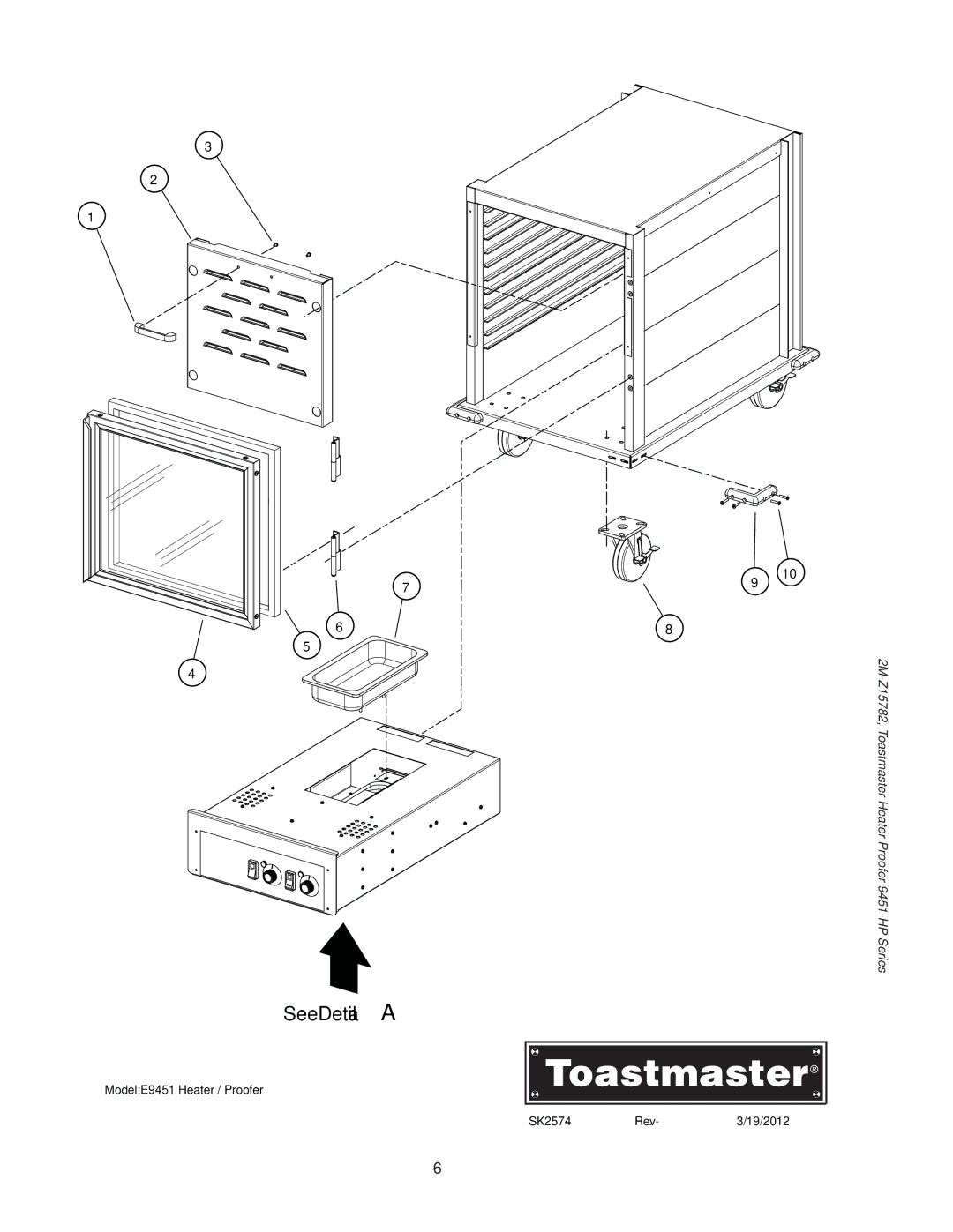 Toastmaster E9451-HP34, E9451-HP12 9451-HP34 manual See Detail a 