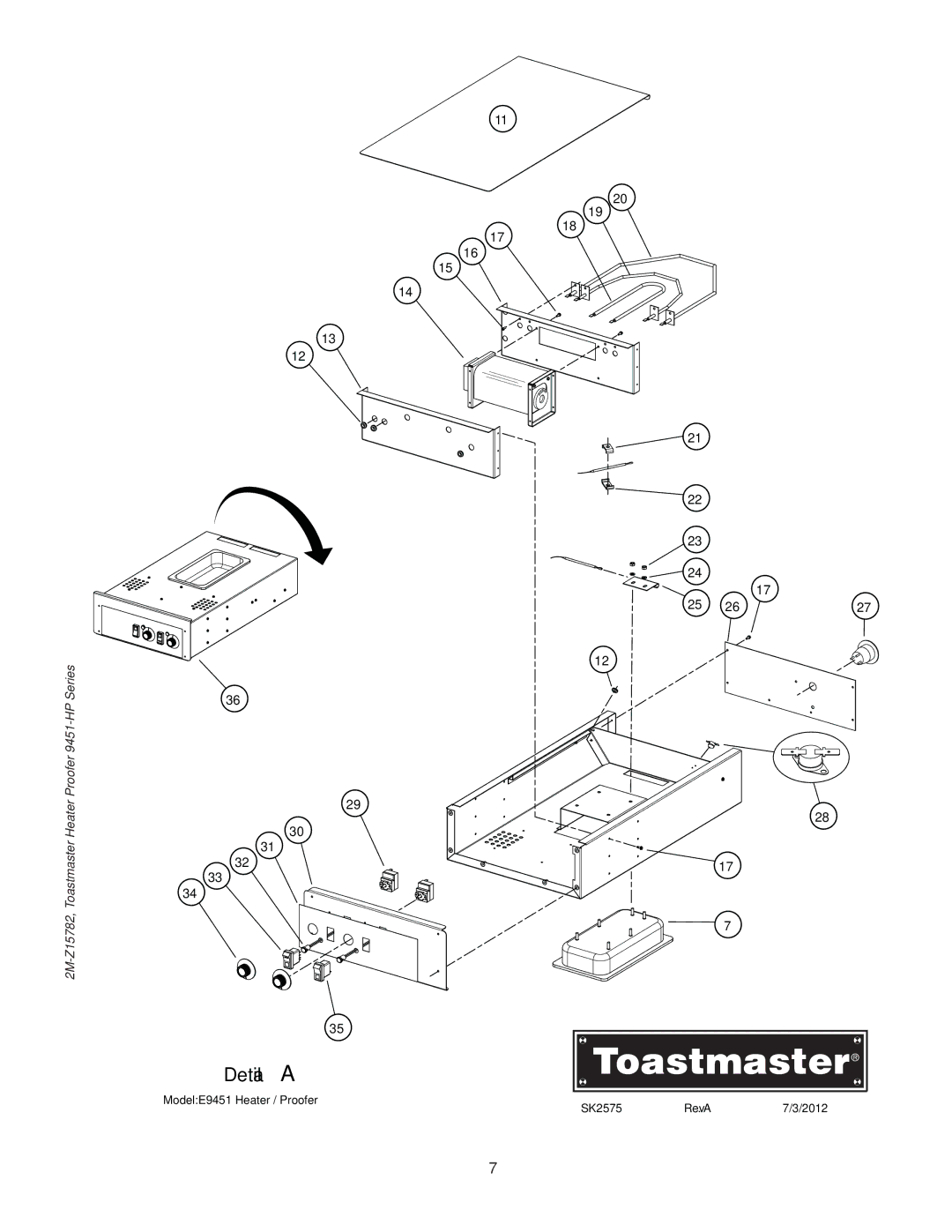 Toastmaster E9451-HP12 9451-HP34, E9451-HP34 manual Detail a 