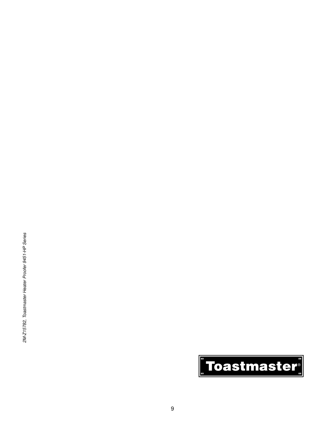 Toastmaster E9451-HP34, E9451-HP12 9451-HP34 manual SK2749 REV 12-23-13 