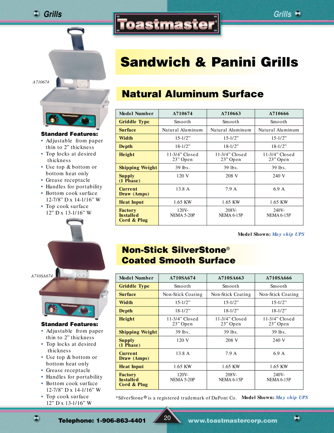 Toastmaster Gas & Electric Fryer manual Sandwich & Panini Grills, Natural Aluminum Surface 