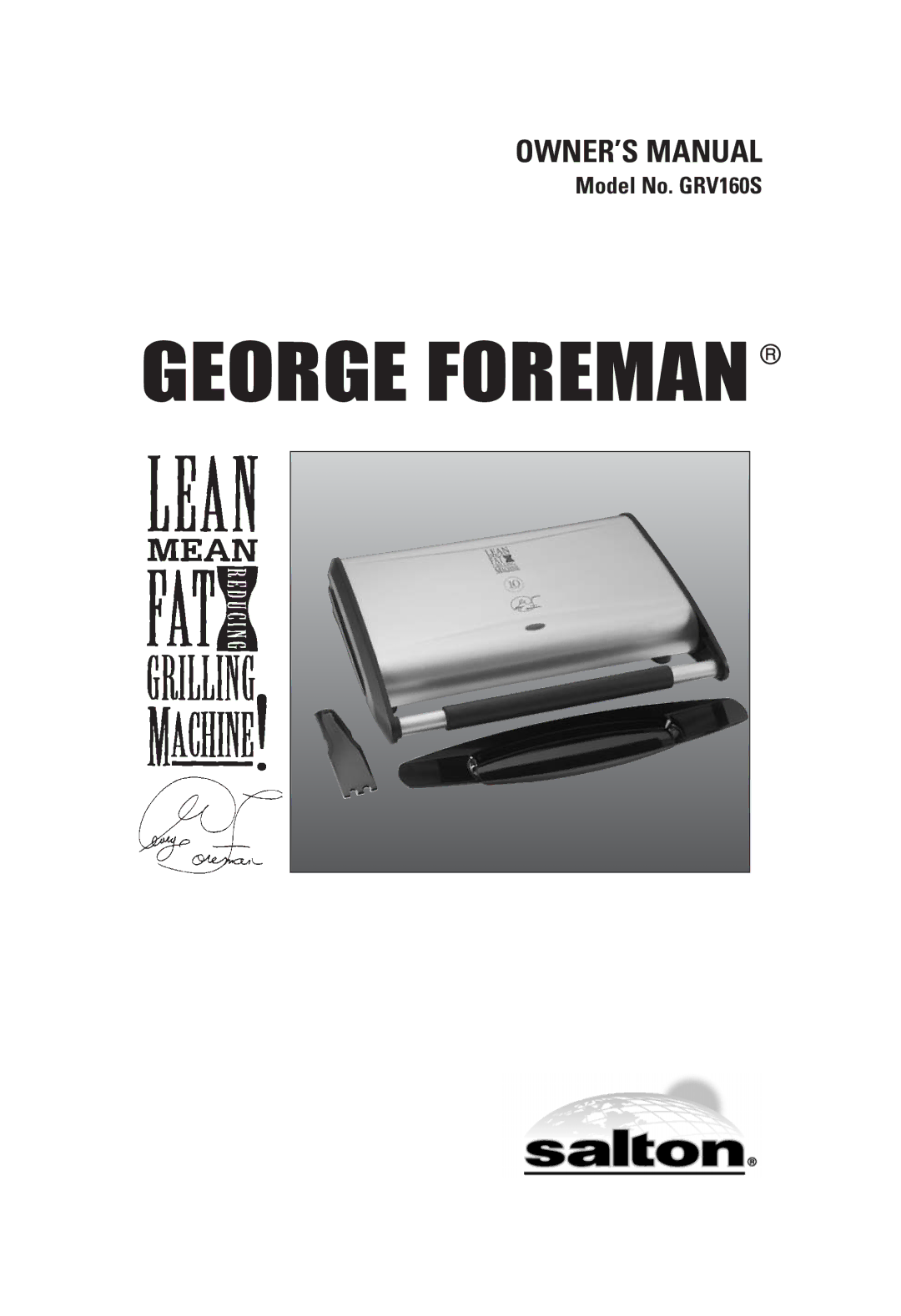 Toastmaster GRV160S owner manual George Foreman 