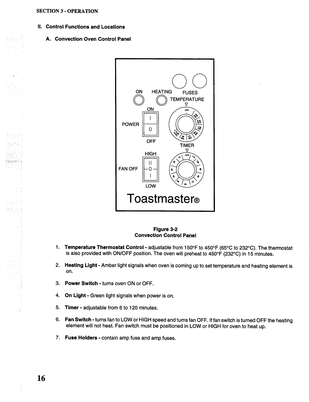 Toastmaster CO36, MH36, RH36 manual 